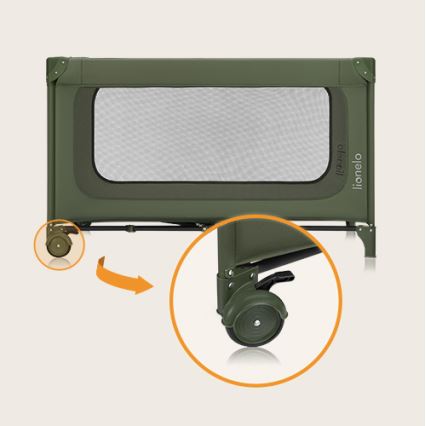 Lionelo - Prijenosni krevetić JASMIN EASY FOLD maslinasto zelene boje