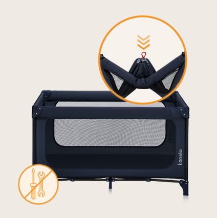 Lionelo - Prijenosni krevetić JASMIN EASY FOLD Mornarsko plava