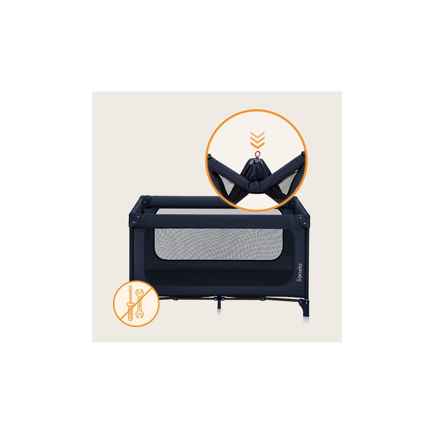 Lionelo - Prijenosni krevetić JASMIN EASY FOLD Mornarsko plava
