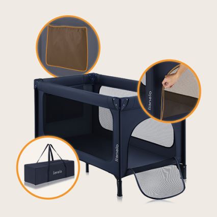 Lionelo - Prijenosni krevetić JASMIN EASY FOLD Mornarsko plava