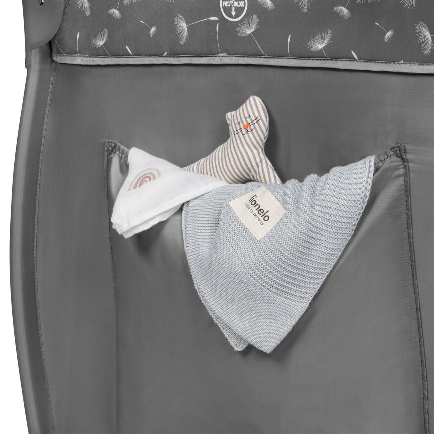 Lionelo - Prijenosni krevetić STEFI PLUS, sivo-bijeli