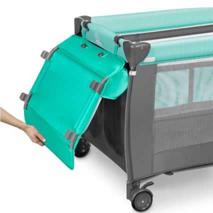 Lionelo - Prijenosni krevetić SVEN PLUS, siva/tirkizna