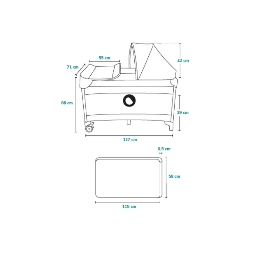 Lionelo - prijenosni krevetić SVEN PLUS sivi