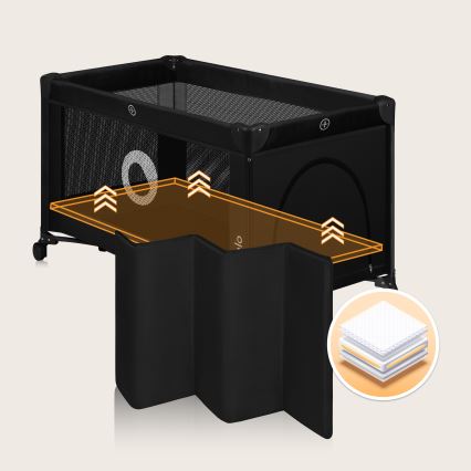 Lionelo - Prijenosni krevetić za putovanja STEFI Black Carbon