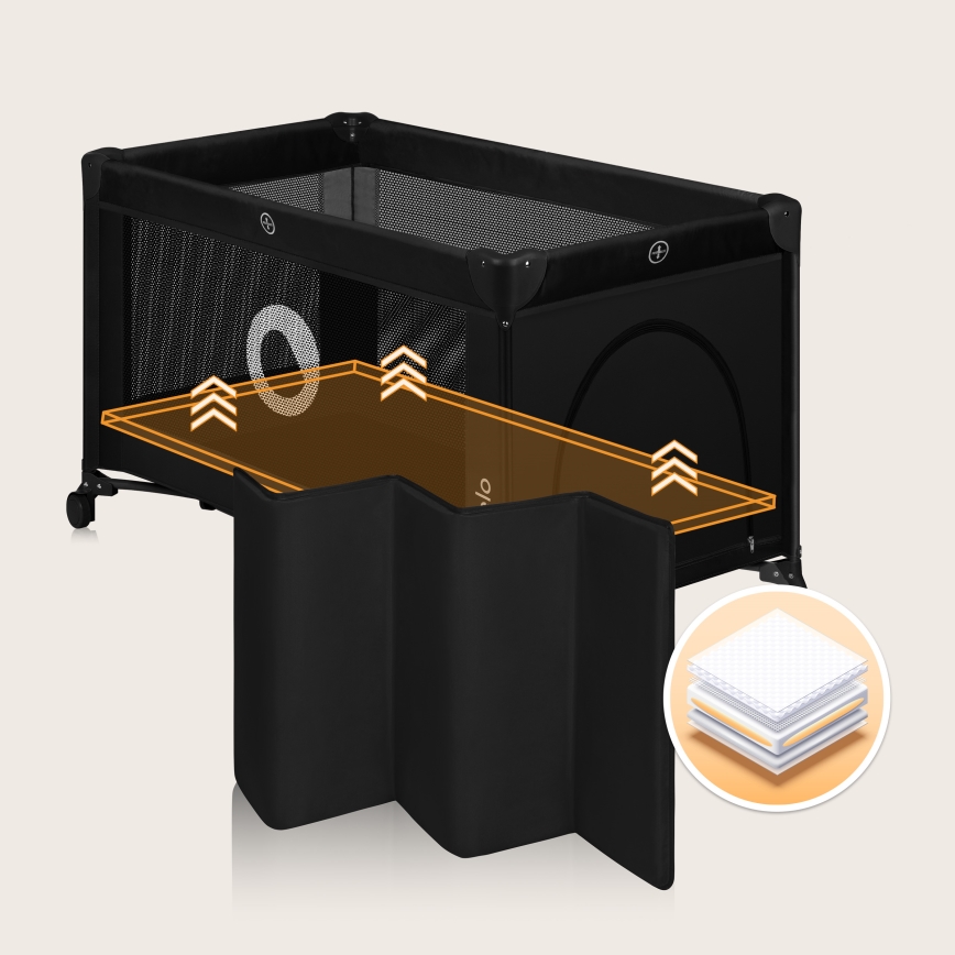 Lionelo - Prijenosni krevetić za putovanja STEFI Black Carbon