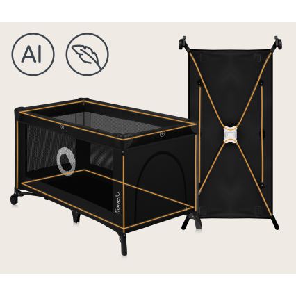 Lionelo - Prijenosni krevetić za putovanja STEFI Black Carbon