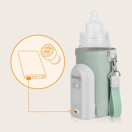 Lionelo - Punjiv grijač bočica THERMUP GO EVO 18W/5V zelena/bijela