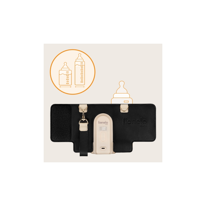 Lionelo - Punjivi grijač bočica THERMUP GO EVO 18W/5V crna/bež