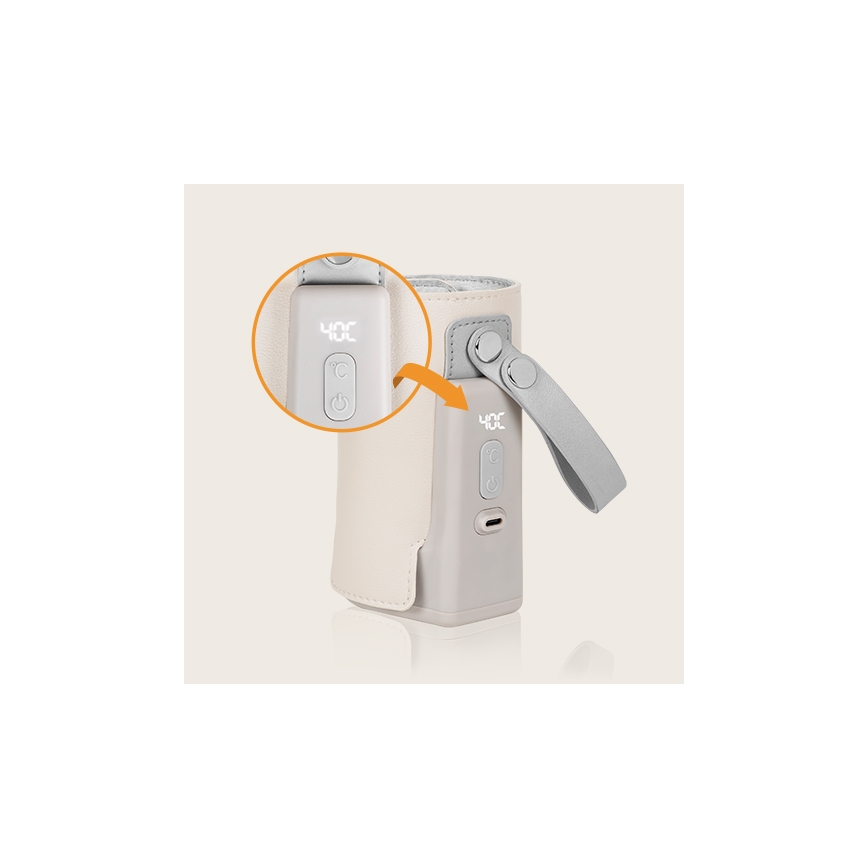 Lionelo - Punjivi grijač bočica THERMUP GO PLUS 10W/5V bež