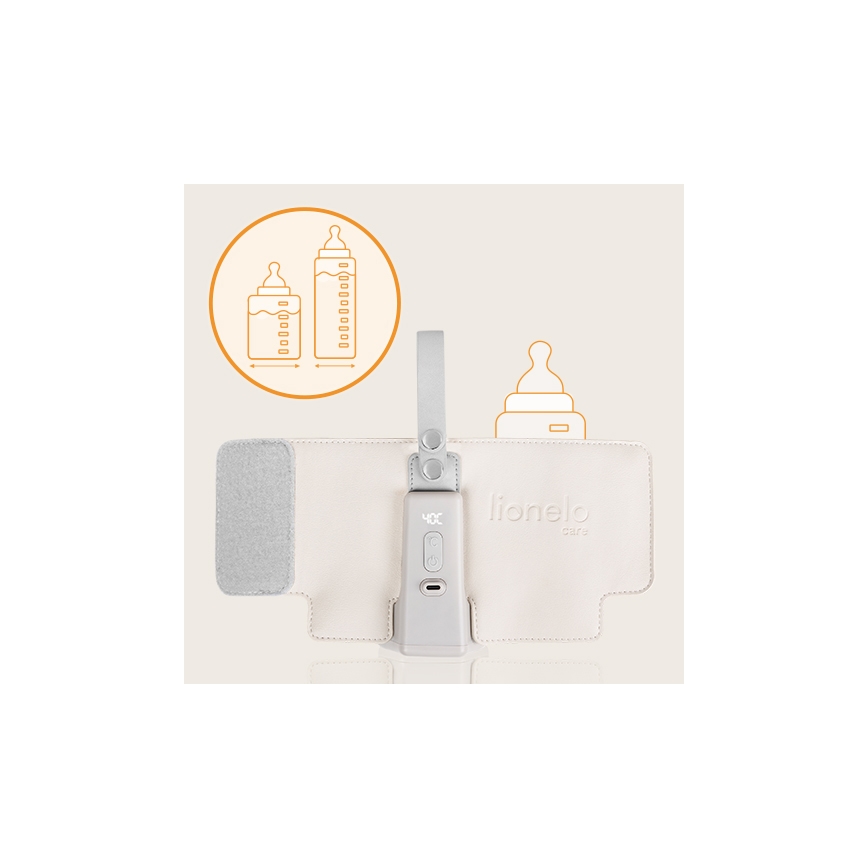 Lionelo - Punjivi grijač bočica THERMUP GO PLUS 10W/5V bež