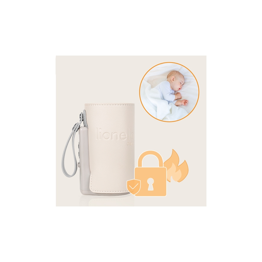 Lionelo - Punjivi grijač bočica THERMUP GO PLUS 10W/5V bež