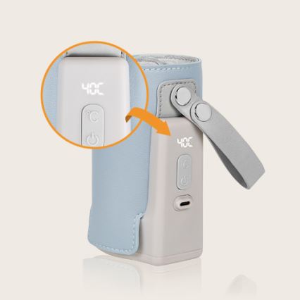 Lionelo - Punjivi grijač bočica THERMUP GO PLUS 10W/5V plava/siva