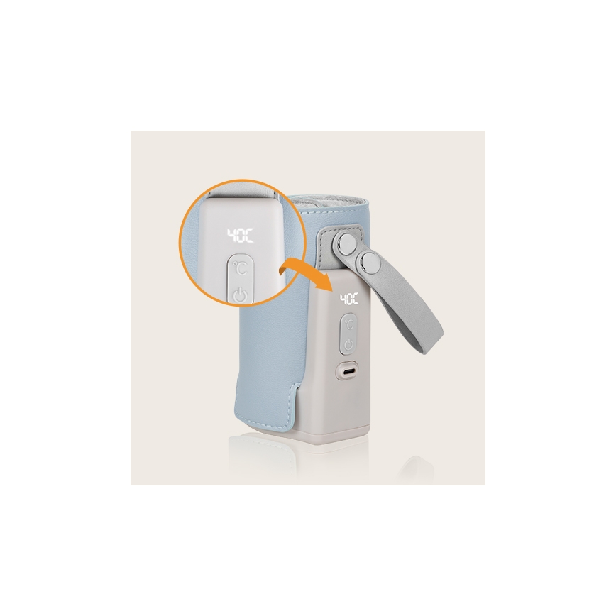 Lionelo - Punjivi grijač bočica THERMUP GO PLUS 10W/5V plava/siva