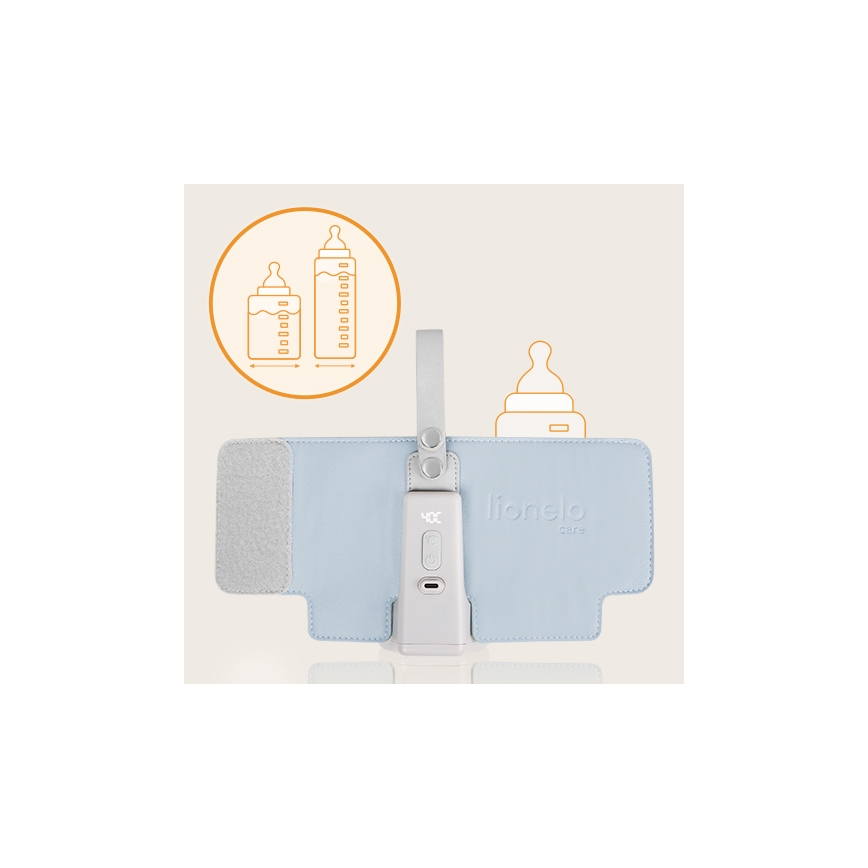 Lionelo - Punjivi grijač bočica THERMUP GO PLUS 10W/5V plava/siva