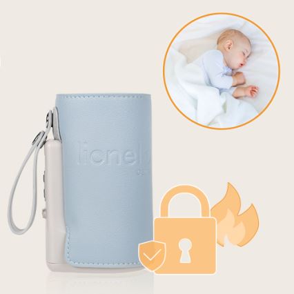 Lionelo - Punjivi grijač bočica THERMUP GO PLUS 10W/5V plava/siva