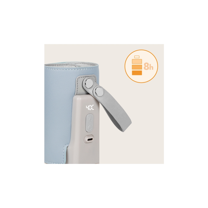 Lionelo - Punjivi grijač bočica THERMUP GO PLUS 10W/5V plava/siva