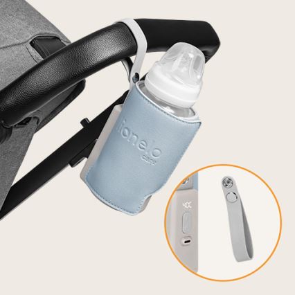 Lionelo - Punjivi grijač bočica THERMUP GO PLUS 10W/5V plava/siva