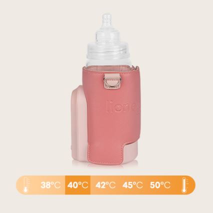 Lionelo - Punjivi grijač za bočice THERMUP GO EVO 18W/5V ružičasti