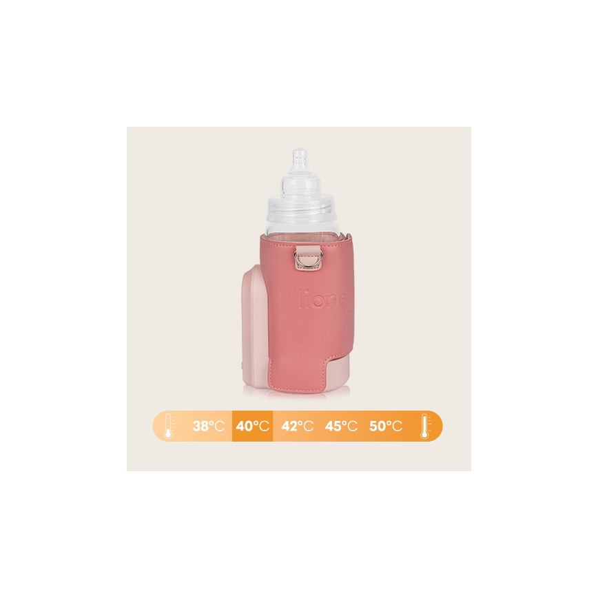 Lionelo - Punjivi grijač za bočice THERMUP GO EVO 18W/5V ružičasti