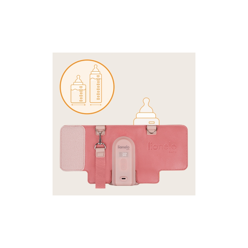 Lionelo - Punjivi grijač za bočice THERMUP GO EVO 18W/5V ružičasti
