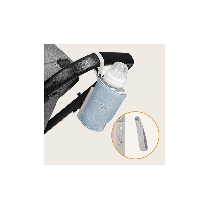 Lionelo - Punjivi grijač za bočice THERMUP GO PLUS 10W/5V plava/siva