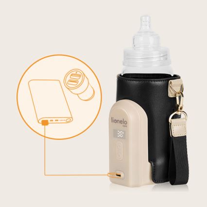 Lionelo - Punjivi ohřívač lahví THERMUP GO EVO 18W/5V crna/bež