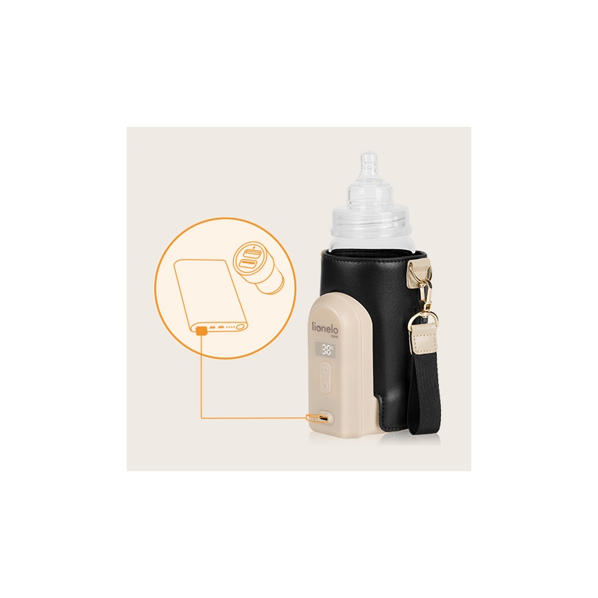 Lionelo - Punjivi ohřívač lahví THERMUP GO EVO 18W/5V crna/bež