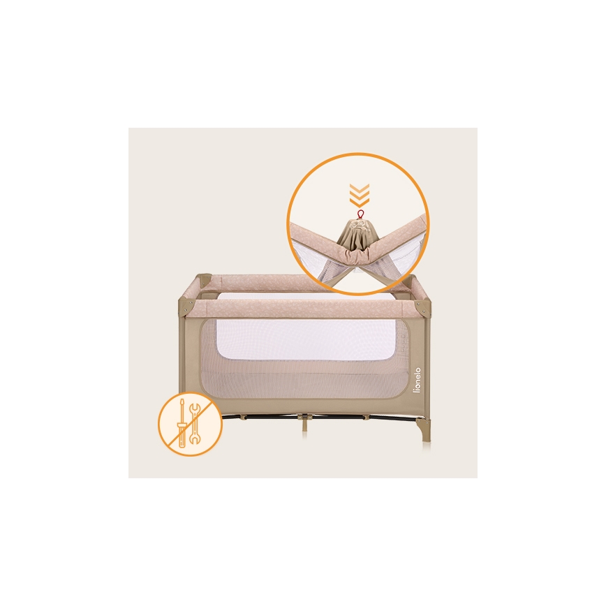 Lionelo - Putni krevetić JASMIN EASY FOLD bež pijesak