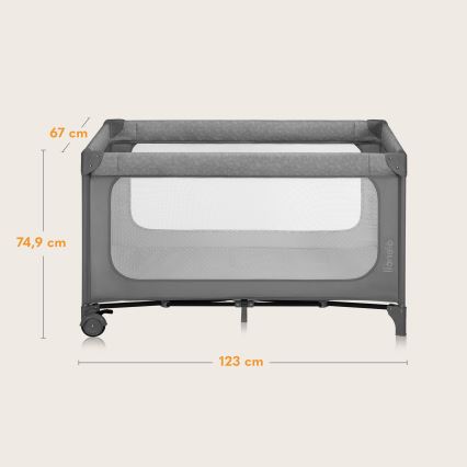 Lionelo - Putni krevetić JASMIN EASY FOLD Grey Stone