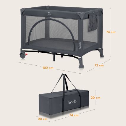 Lionelo - Putni krevetić LAURA Grey Concrete