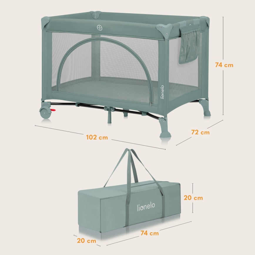 Lionelo - Putni krevetić LAURA Zelena kadulja