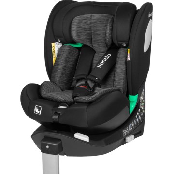 Lionelo - Rotirajuća autosjedalica BRAAM i-Size 40-150 cm s bazom, Black Carbon