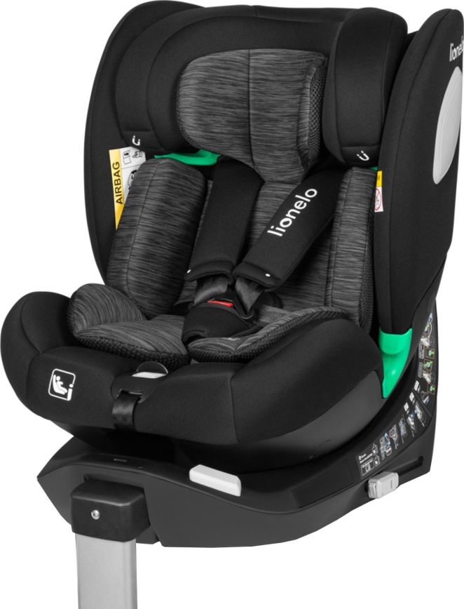 Lionelo - Rotirajuća autosjedalica BRAAM i-Size 40-150 cm s bazom, Black Carbon