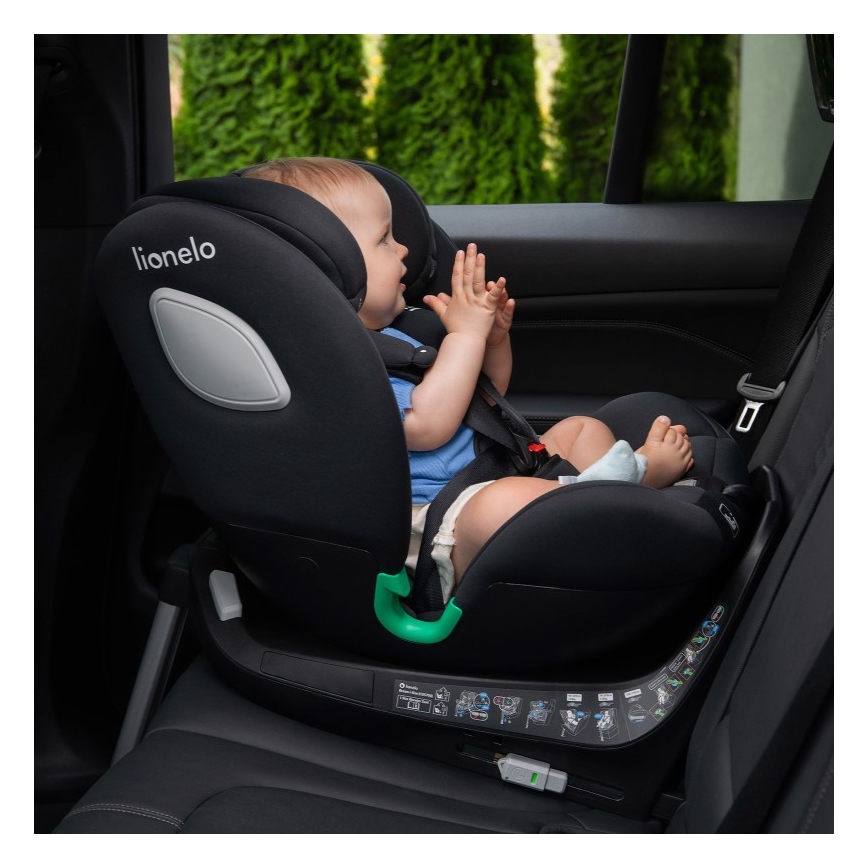 Lionelo - Rotirajuća autosjedalica BRAAM i-Size 40-150 cm s bazom, Black Carbon