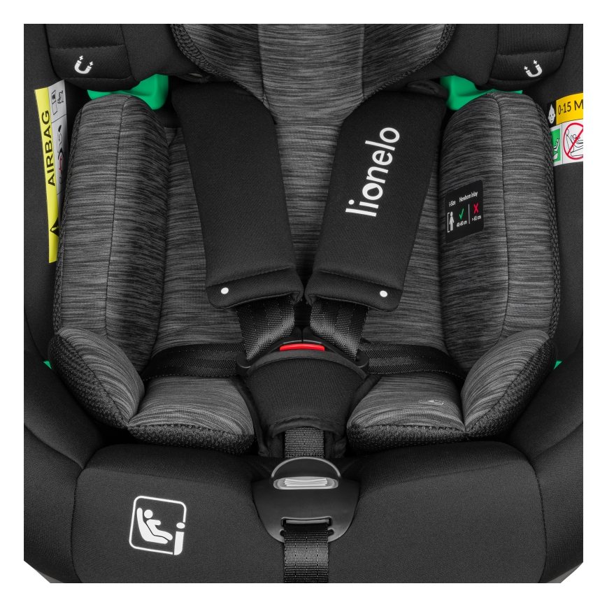 Lionelo - Rotirajuća autosjedalica BRAAM i-Size 40-150 cm s bazom, Black Carbon