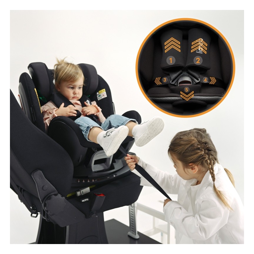 Lionelo - Rotirajuća autosjedalica s bazom ANTOON PLUS i-Size 40-105 cm Crni Oniks