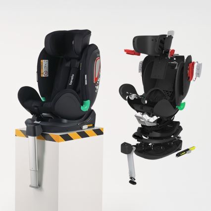Lionelo - Rotirajuća autosjedalica s bazom ANTOON PLUS i-Size 40-105 cm Crni Oniks
