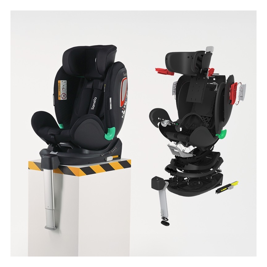 Lionelo - Rotirajuća autosjedalica s bazom ANTOON PLUS i-Size 40-105 cm Crni Oniks