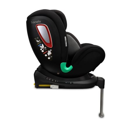 Lionelo - Rotirajuća autosjedalica s bazom ANTOON PLUS i-Size 40-105 cm Crni Oniks