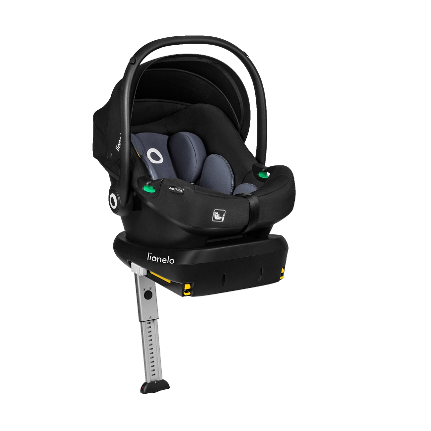 Lionelo - Rotirajuća autosjedalica s bazom ASTRID SET i-Size 40-87 cm, crno-siva