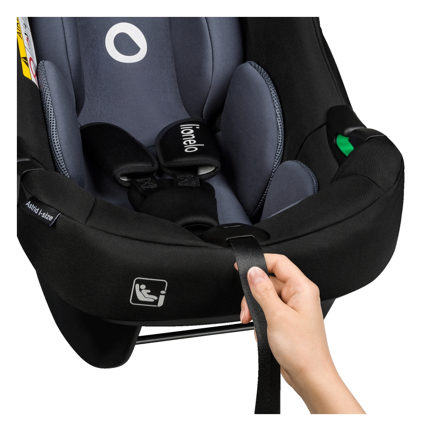 Lionelo - Rotirajuća autosjedalica s bazom ASTRID SET i-Size 40-87 cm, crno-siva