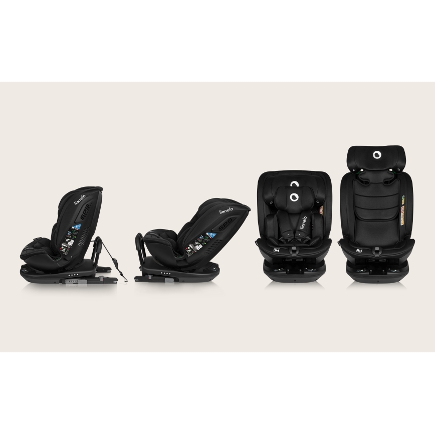 Lionelo - Rotirajuća autosjedalica s bazom BASTIAAN i-Size 40-150 cm Crni karbon