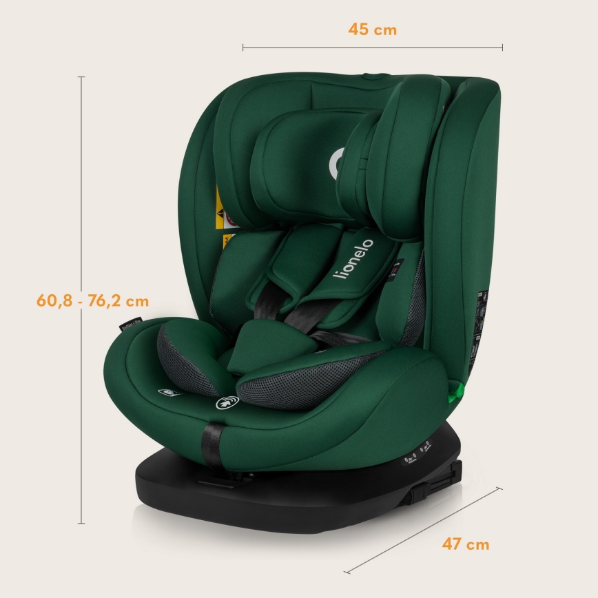 Lionelo - Rotirajuća autosjedalica s bazom BASTIAAN i-Size 40-150 cm Green Forest
