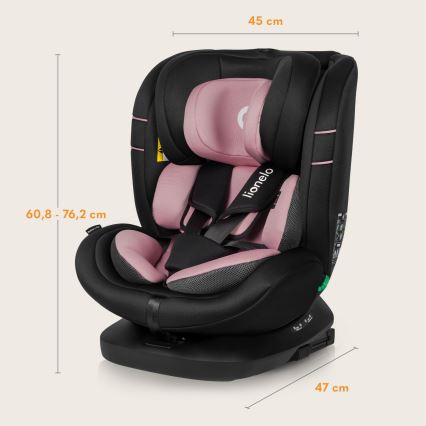 Lionelo - Rotirajuća autosjedalica s bazom BASTIAAN i-Size 40-150 cm Pink Rose