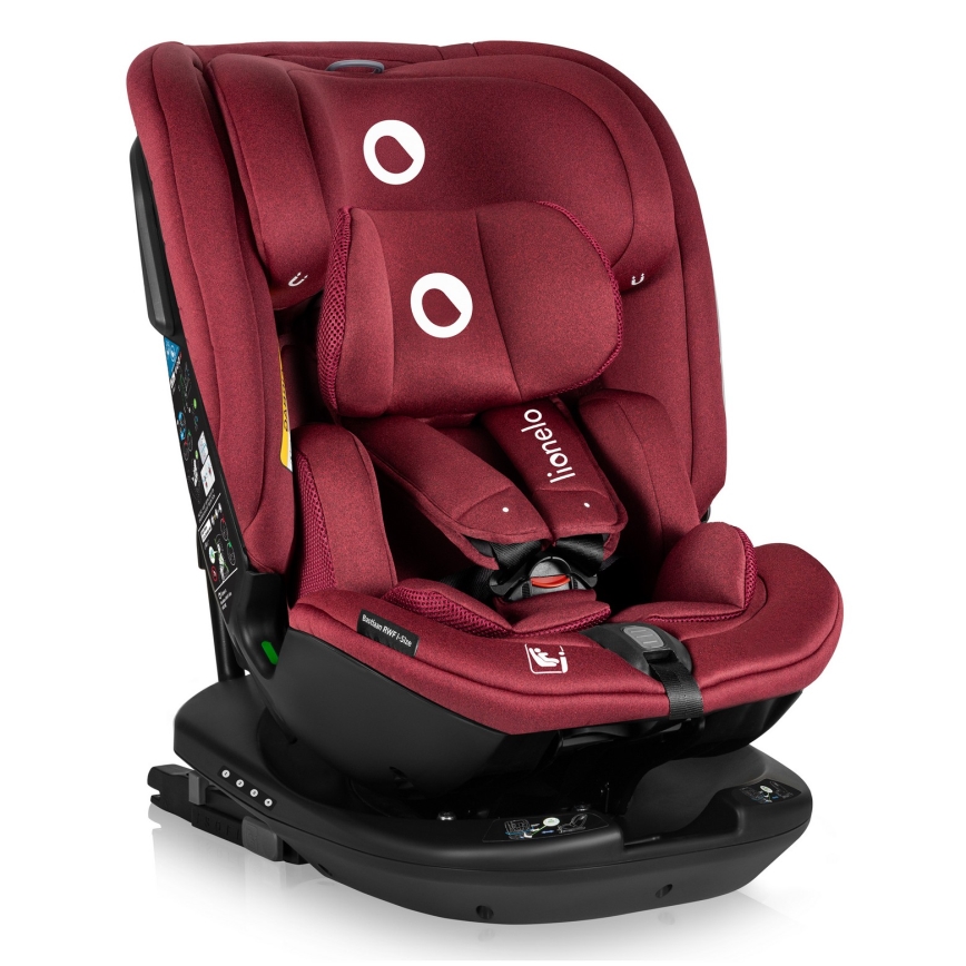Lionelo - Rotirajuća autosjedalica s bazom BASTIAAN i-Size 40-150 cm Red Burgundy