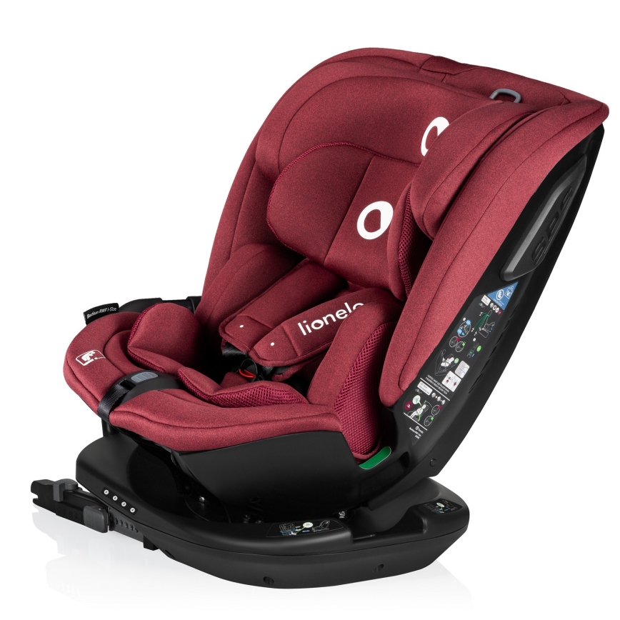 Lionelo - Rotirajuća autosjedalica s bazom BASTIAAN i-Size 40-150 cm Red Burgundy