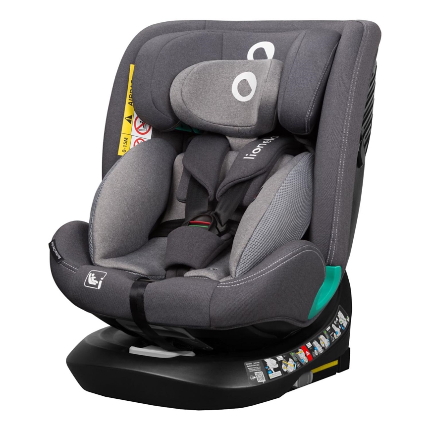 Lionelo - Rotirajuća autosjedalica s bazom BASTIAAN ONE i-Size 40-150 cm Grey Stone