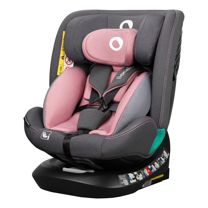 Lionelo - Rotirajuća autosjedalica s bazom BASTIAAN ONE i-Size 40-150 cm Pink Rose