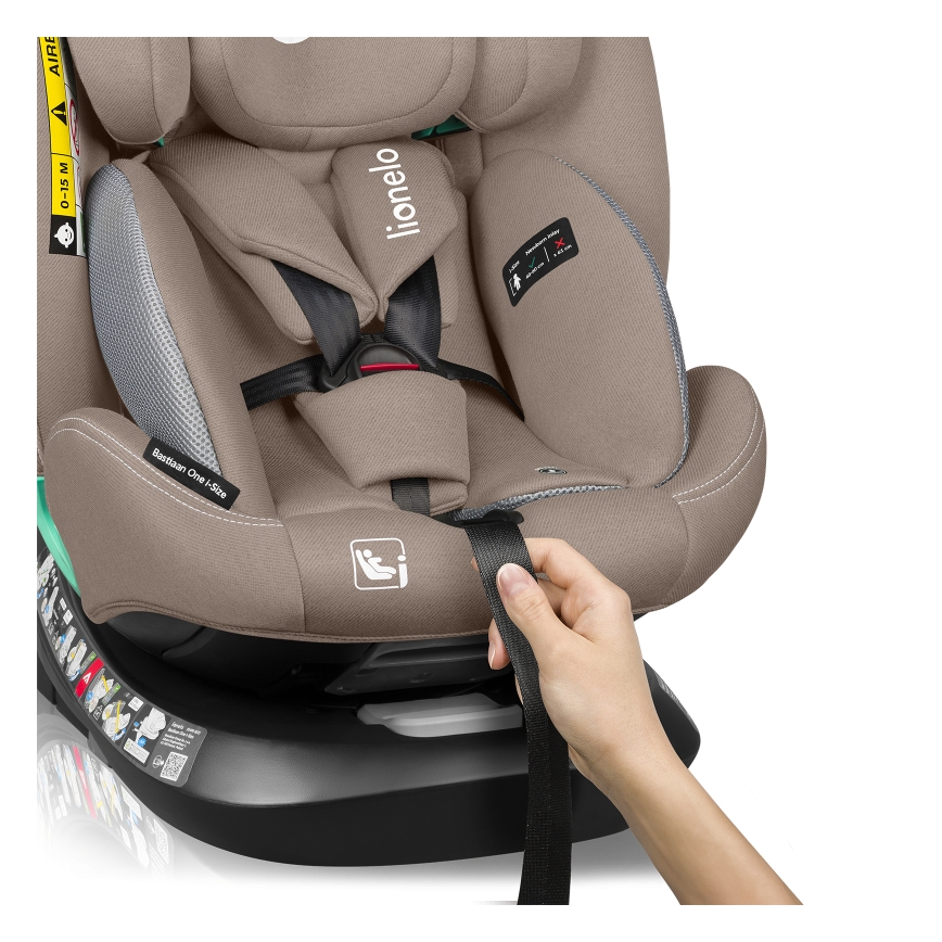 Lionelo - Autosjedalica s rotirajućom bazom BASTIAAN ONE i-Size 40-150 cm Bež pijesak