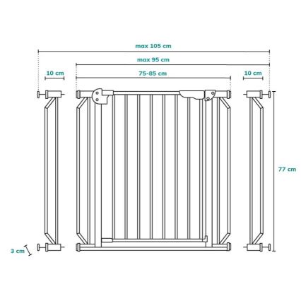 Lionelo - Sigurnosna pregrada TRUUS SLIM LED 1xAAA siva